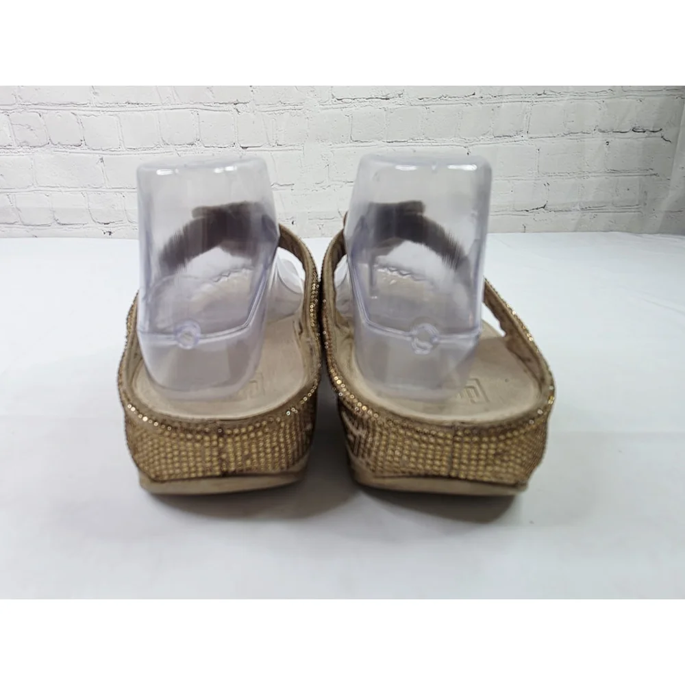 Fit Flop Lulu Crystal Embellished Beige Latte Flip Flop Comfort Women's Size 9 - Picture 4 of 7